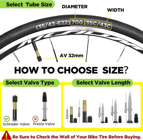 700C Bike Tube - Butyl 2 Pack with Tire Levers | Compatible with 700x35C to 700x43C Sizes