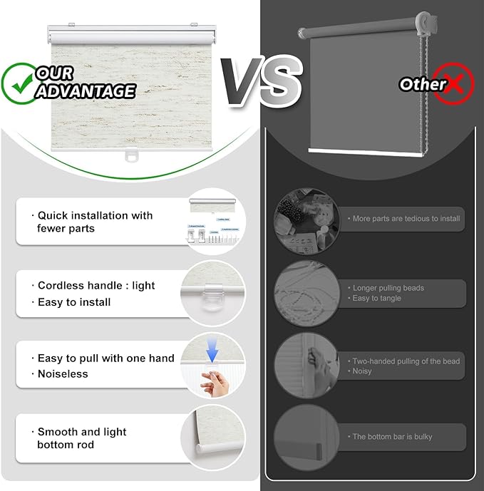 Cordless Roller Shades Blackout Blinds