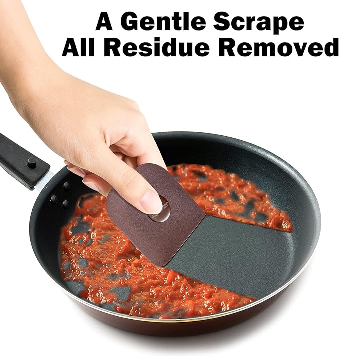 Pan Scraper, 5 Pcs Pot Scraper Plastic, Pot Scraper Non Scratch for Cast Iron, Pot and Pan Cleaning, Sturdy Scraper Kitchen Tool
