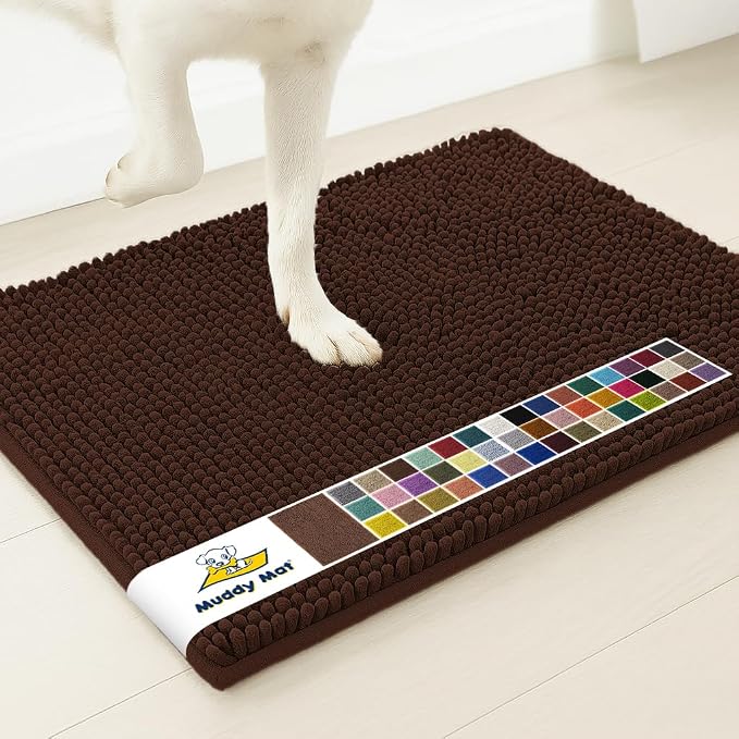 Muddy Mat® | Super Water Absorbent Door Mat Indoor, Microfiber Quick Dry Chenille Entryway Rug, Slip Resistant Front Door Mat, Indoor Mats for Entryway, Machine Washable Pet Rug, Chocolate 2ft x 4ft