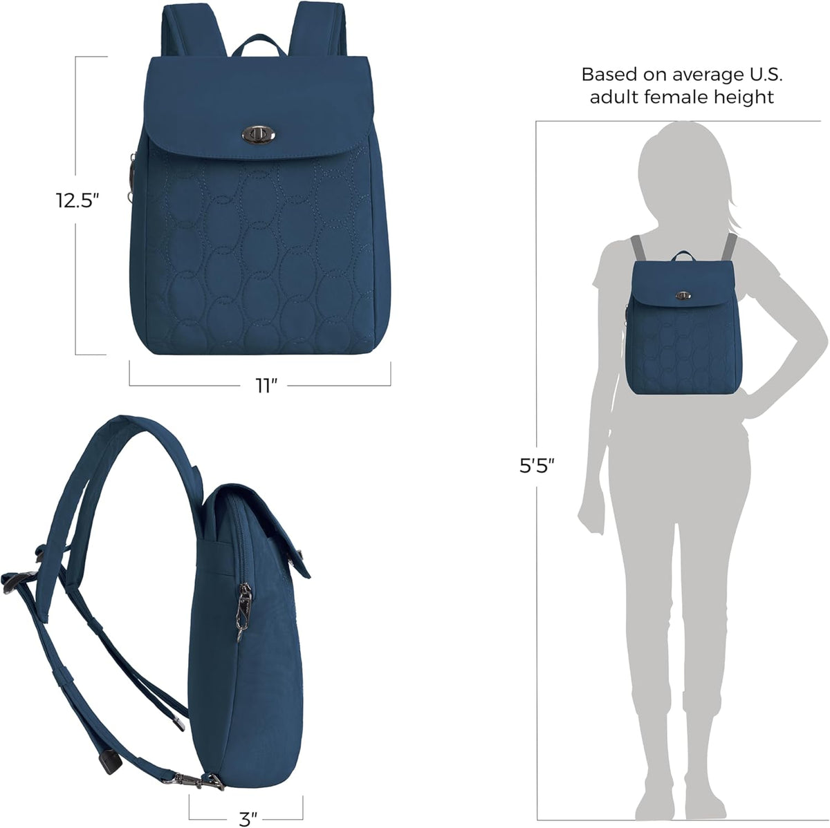 Travelon Anti-Theft Compact Backpack - Secure Design for Travel | Lightweight & Versatile