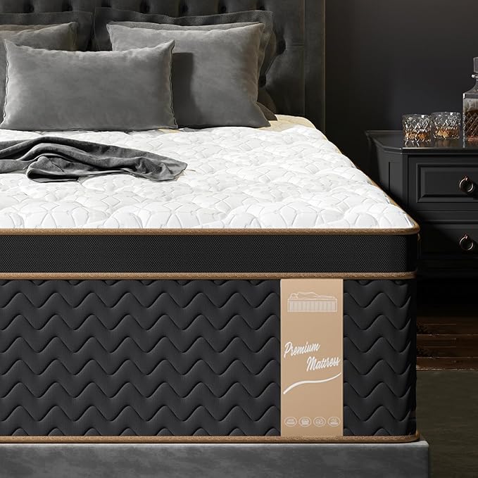 Full Mattress 12 Inch, Cooling Hybrid Bed in a Box, Individual Pocket Springs, Motion Isolation, Targeted Hip/Shoulder/Lumbar Support, Fiberglass-Free, Ergonomic Zones, 365-Night Trial, CertiPUR-US