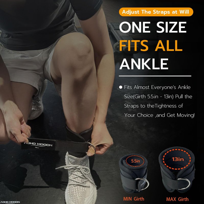 AOHO MOOON Ankle Strap (2 Pieces) for Cable Machine Women - Gym Workout Leg Strap, Premium Padding Ankle Cuffs, Glute Kickback Exercises Equipment, Pulley Attachment, One Size Fit All(Pair, BlackUp)