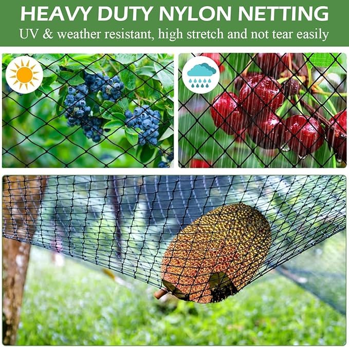Bird Netting for Chicken Coop 50 X 50 Ft 2" Square Mesh Heavy Duty Chicken Run Netting Roof Cover Against Hawks, Eagles, Owls, UV Resistant, for Garden, Fruit Tree, Plant, Vegetable Protection