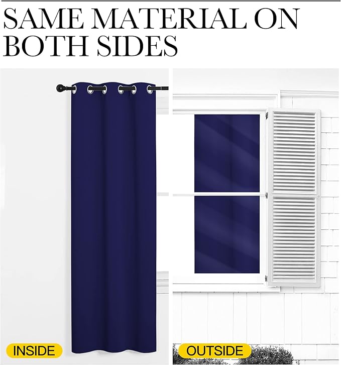 NICETOWN Navy Blue Blackout Curtains 78 inches Length