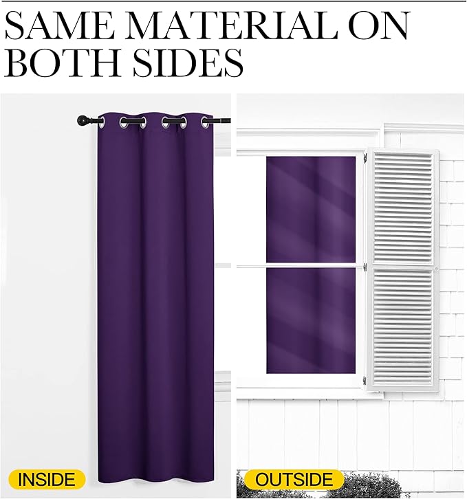 NICETOWN Purple Blackout Curtains 86 inches Long, Niose Reducing and Thermal