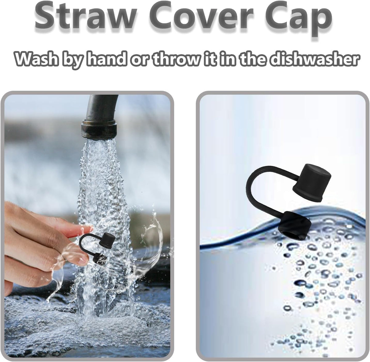 Skiennix Adjustable Straw Cover Caps - Universal Silicone Dust-Proof Topper for 6-10mm Straws | Fits Stanley, Yeti, Hydro Flask (6-Pack, BPA-Free)