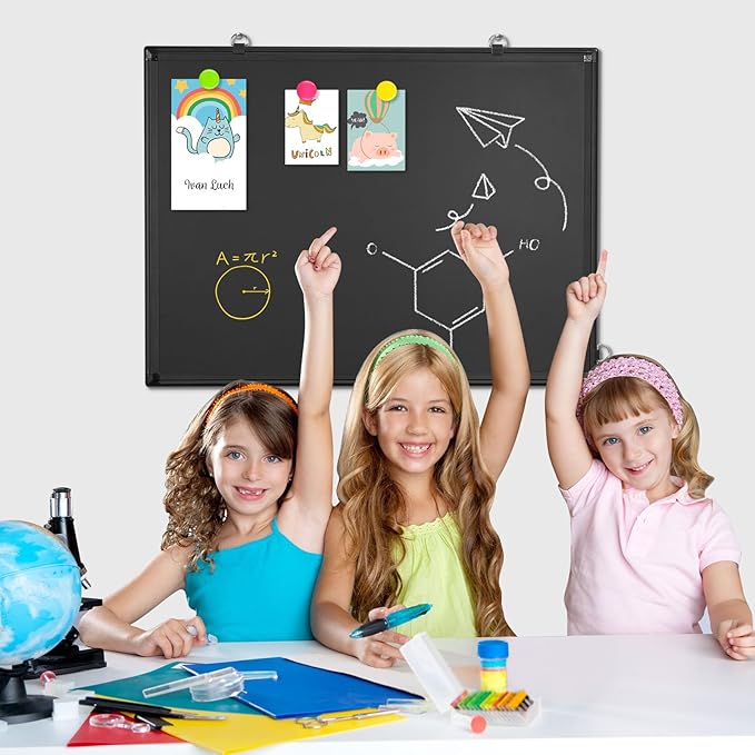 Magnetic Chalk Board, 36“x24” Black Chalkboard Double-Sided Dry Erase Board