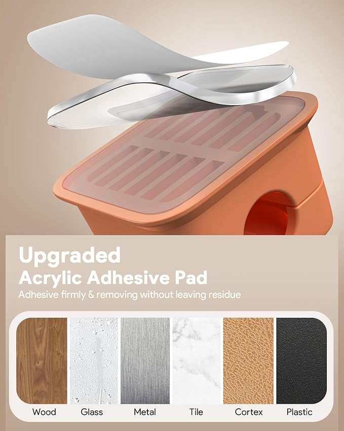 8 Pack Magnetic Cord Organizer, Easy Secure Adhesive Cable Management, Wire Holder Keeper, Hide Or Organize Phone USB Charger Cable, Orange