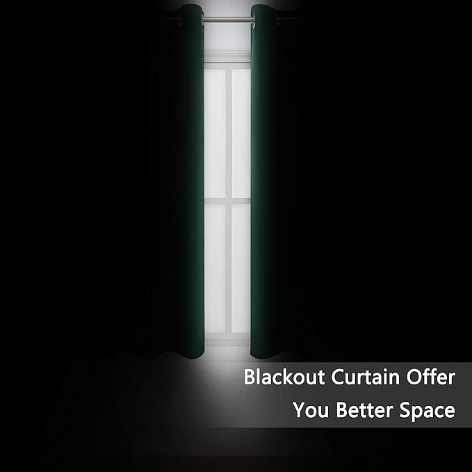 LEMOMO Green Blackout Curtains 40 x 63 Inch Length/Set of 2 Curtain