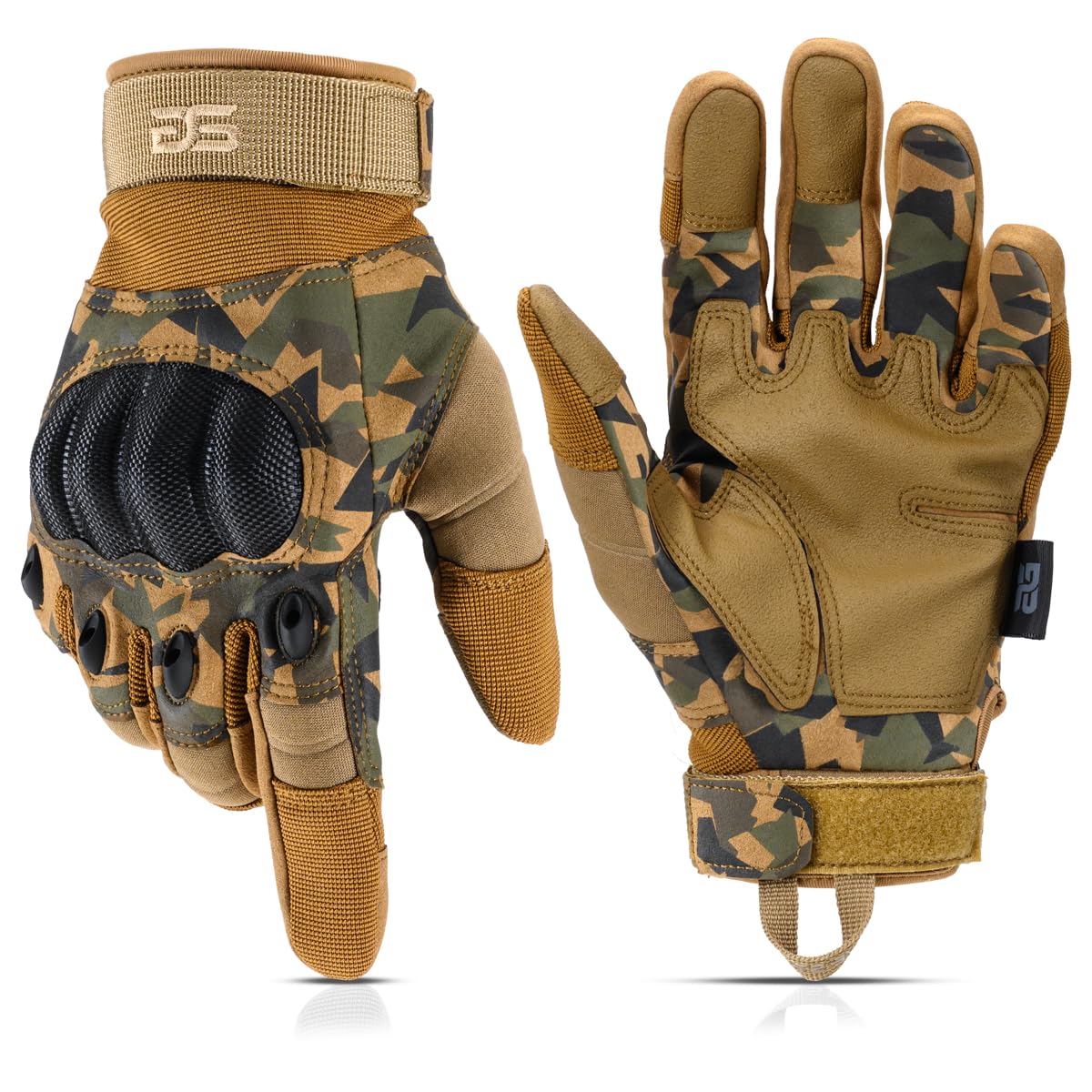 Glove Station Gloves for Men – Touchscreen Utility Gear with Hard Knuckle Protection Used in Motorcycle, Airsoft, & Outdoor Work Camouflage - Hard Knuckle Small