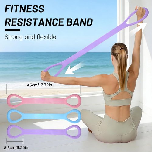 Figure 8 Exercise Bands - Set of 3 Resistance Bands for Arm, Back & Leg Training | Durable Handles