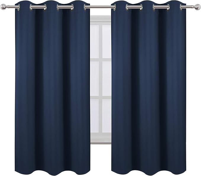 LEMOMO Navy Blue Blackout Curtains 34 x 63 Inch Length/Set of 2 Curtain