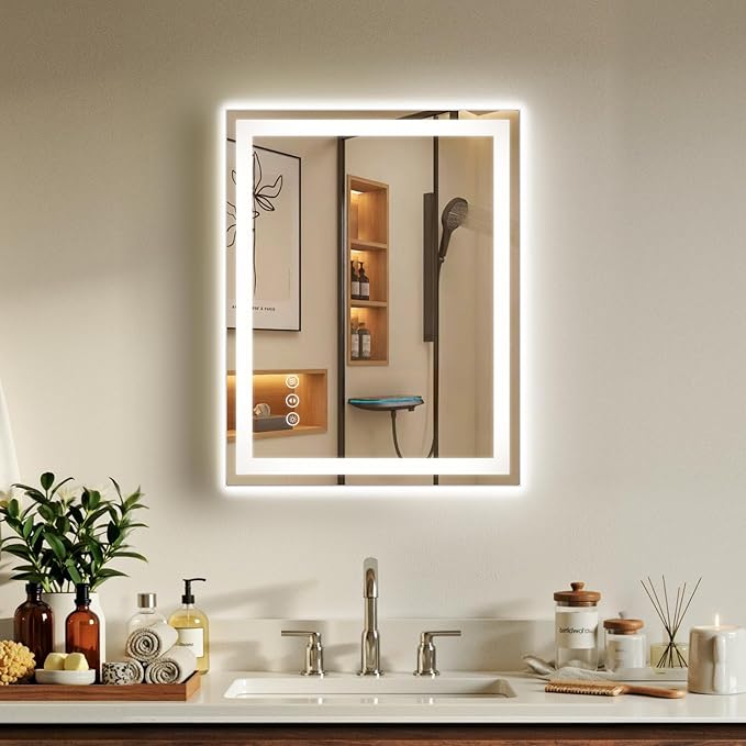 24X30 LED Bathroom Mirror with Lights, Backlit + Front Lit, Lighted Bathroom