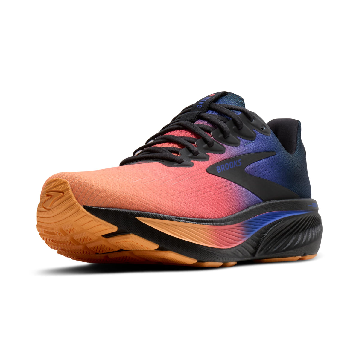 Brooks Men’s Ghost 17 Neutral Running Shoe - Night/Blue/Papaya - 10 Medium