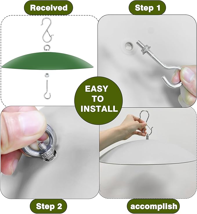 13" Bird Feeder Rain Cover,Bird House Dome,Hummingbird Feeder Guard, Proof for Shepherd's Hook Outdoors,Smart Birds Feeder's Umbrella(Green), 3Pack