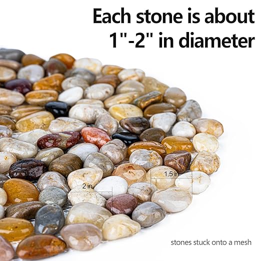 6 PCS River Rock Stepping Stones Outdoor, 12 Inch Diameter Round Pavers Pebbles Polished Gravel for Garden Walkway