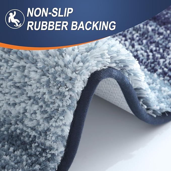 OLANLY Bathroom Rugs Mat 44x24, Extra Soft Absorbent Microfiber Bath Rugs, Rubber Backing, Quick Dry, Machine Washable Bath Mats for Bathroom Floor, Tub and Shower, Home Decor Accessories, Airy Blue