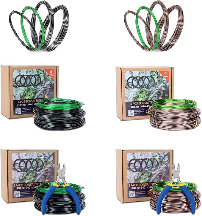 Bonsai Training Wire Set of 4, Total 128 Feet (32 Feet Each Size) 3 Size - 1.0MM, 1.5MM, 2.0MM, Corrosion and Rust Resistant