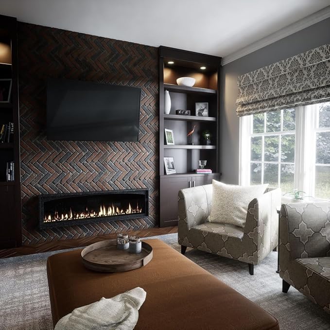 EverStone Herringbone Faux Brick Panel, 46 1/2"W x 25 1/4"H x 1"D, Clay Creek