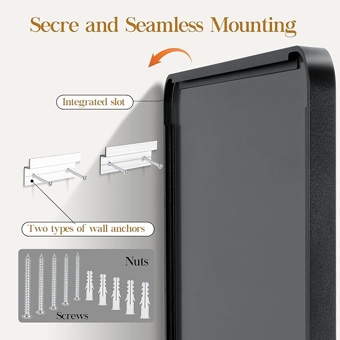 50×30 Black Bathroom Mirror, Rectangular Bathroom Vanity Mirror for Wall with Rounded Corners & Aluminum Alloy Frame, Tempered-Glass, Modern, Farmhouse, Horizontal/Vertical, Entryway, Bedroom