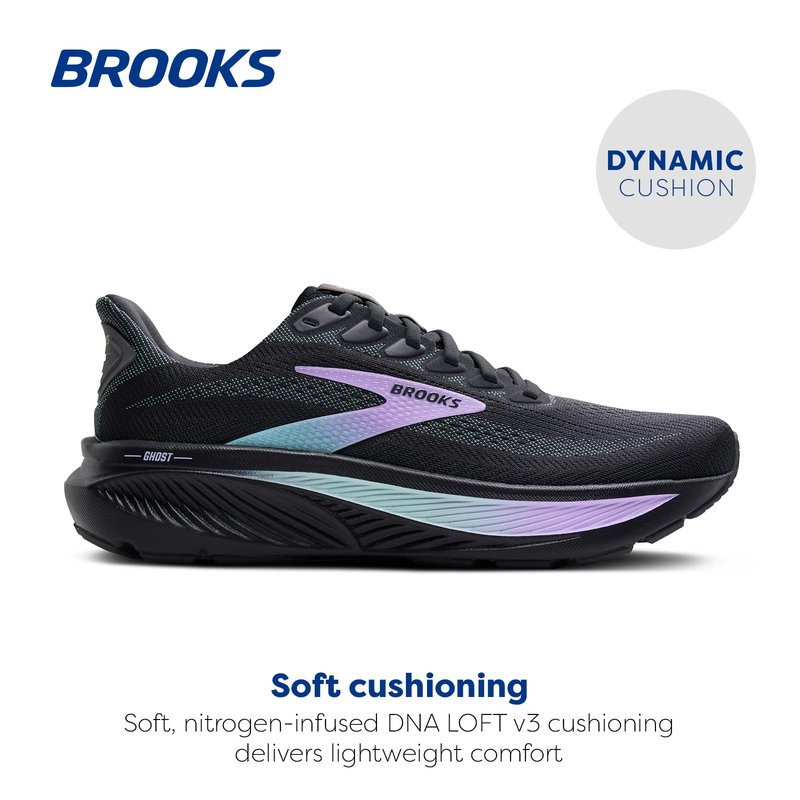 Brooks Women’s Ghost 17 Neutral Running Shoe - Grey/Clearwater/Purple - 11.5 Wide
