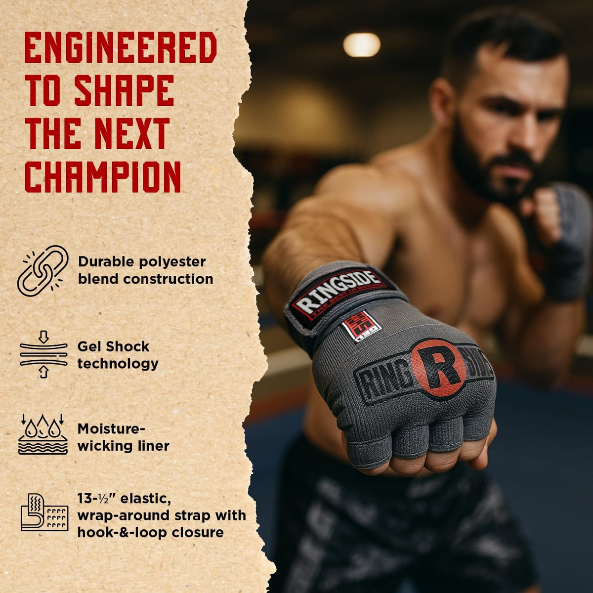 Ringside Gel Shock Quick Wraps - Impact-Absorbing Hand Wraps for Boxing, MMA & Martial Arts | Secure Support