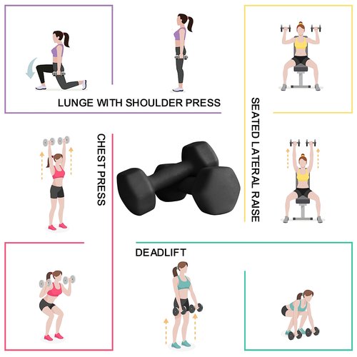 Balelinko Home Gym Equipment Workouts Strength Training Weight Loss Pilates Weights Yoga Sets Free Weights for Women, Men, Seniors and Youth, 3LB Black, Pair
