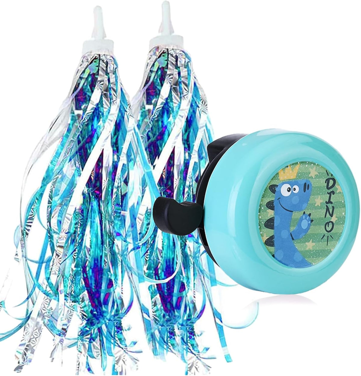 U-LIAN Kids Streamers and Bike Bell for Girls-1 Pack Flower Bicycle Bell with 2 Pack Handlebar Streamers Scooter Tassels for Children's Bike Accessories