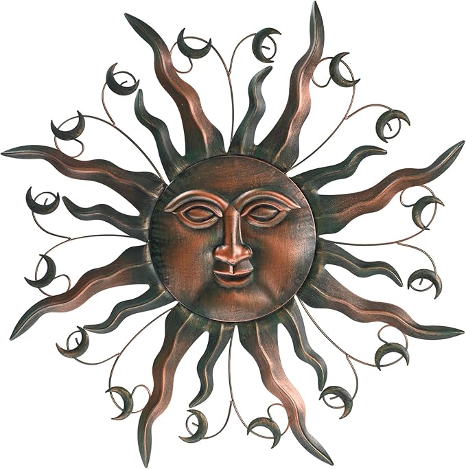 VESTCDF Outdoor Metal Wall Art Metal Sun 28" Metal Wall Art Sun Outdoor,Large Wall Decorations for Garden, Sun Wall Art Metal Sun Face Art (Moon)