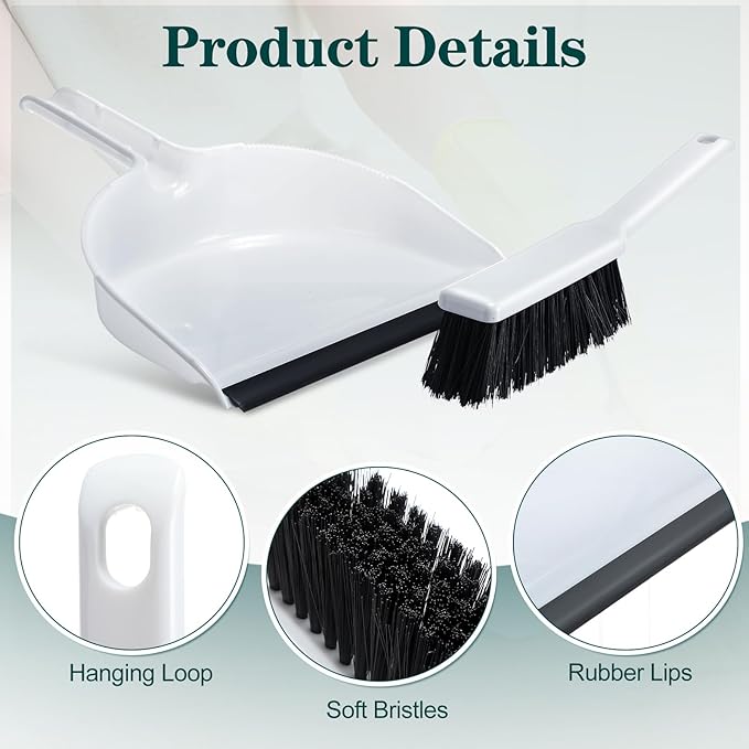 Zubebe 18 Pcs Mini Dustpan and Brush Set, Small Broom and Dustpan Set Small Cleaning Brush Portable Hand Broom Set for Home Office Kitchen Table Desktop Floor Cleaning Supplies