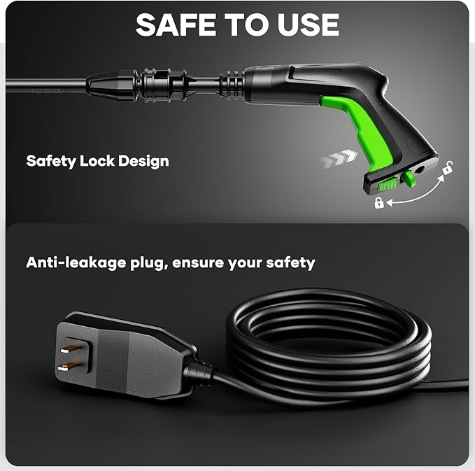 Multi-Surface Cleaning Tool with Foam Blaster, 35FT Power Cord and 20FT Hose, 3 Quick Connect Nozzles, 400ml Foam Bottle for Cars, Driveways, Fences, Patios, Home Cleaning