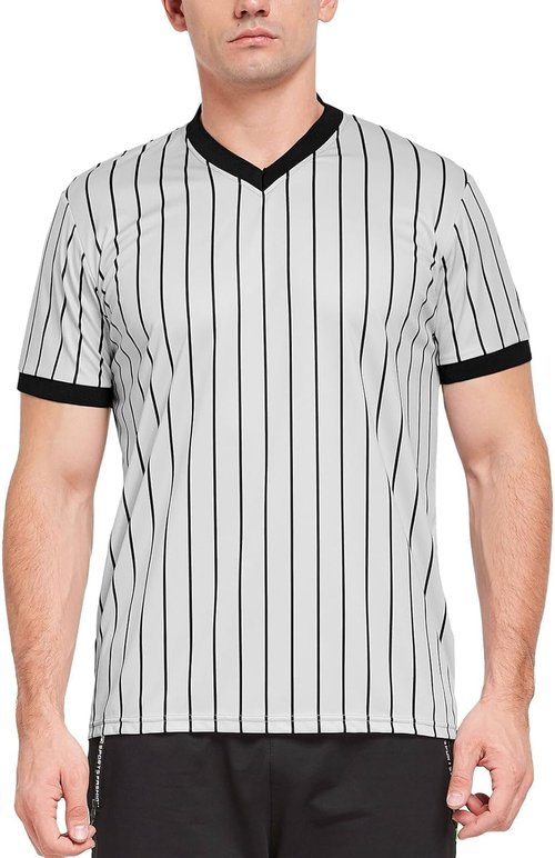 FitsT4 Referee Shirt - Grey V-Neck Performance Jersey for Basketball & Wrestling Officials