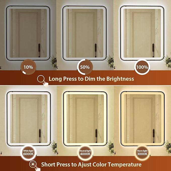 32x40 Inch LED Bathroom Mirror