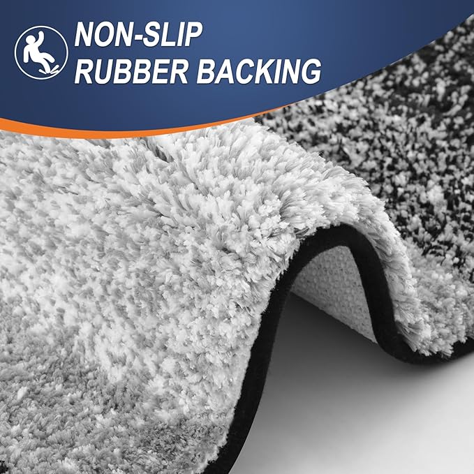 OLANLY Bathroom Runner Rugs 47x20, Extra Soft Absorbent Microfiber Bath Rugs, Rubber Backing, Quick Dry, Machine Washable Bath Mats for Bathroom Floor, Tub and Shower, Home Decor Accessories, Black