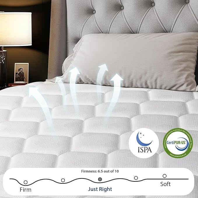 Queen Mattress 12 Inch, Medium Firm Hybrid Mattress with Memory Foam and Pocket Springs for Motion Isolation, Edge Support, Enhanced Lumbar Support