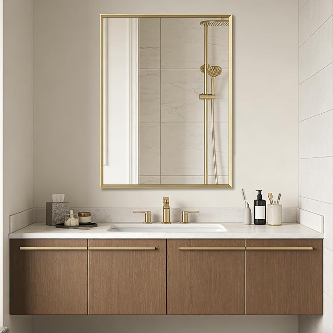 BOMINICA Brushed Gold Bathroom Mirror