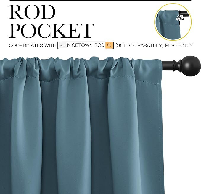 NICETOWN 2 Panels Blackout Curtains, Rod Pocket Thermal Insulated Drapes
