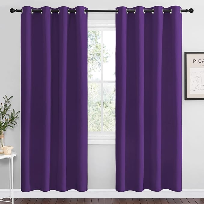 NICETOWN Purple Blackout Curtains 78 inches Long, Niose Reducing and Thermal