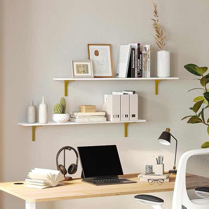 DINZI LVJ Long Wall Shelves, 47.3" Wall Mounted Shelves Set of 4, Large