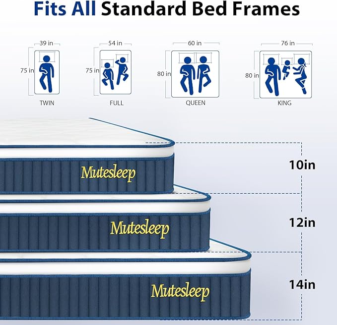 Queen Mattress 12 Inch, Hybrid Queen Size Mattresses in a Box, Gel Queen Memory Foam Mattress with Pocket Springs, Medium Firm Feel, Edge Support, Cool Sleep, Motion Isolation & Pressure Relief