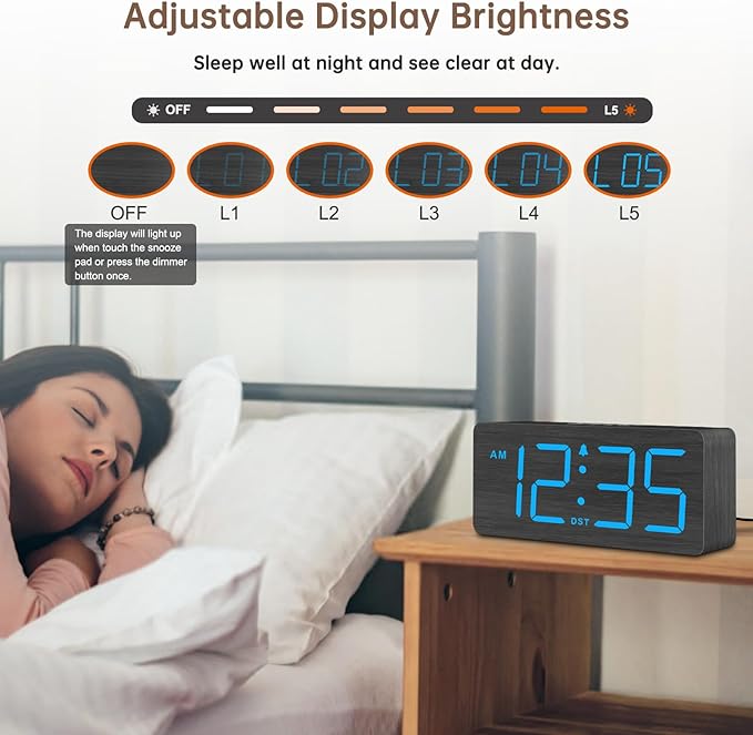 DreamSky Wooden Digital Alarm Clock