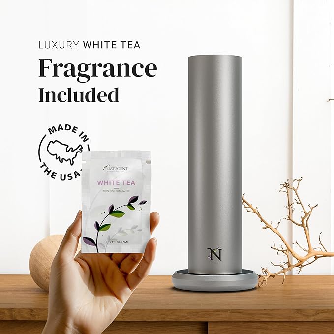 Dynamo Essential Oil Diffuser for Home with Fragrance Sample, App & Manual Control, Cold-Air Scent Diffusers for Home,Large Room, Hotel Scent Diffuser, 1000sq.ft. Titanium, Aroma Diffusers