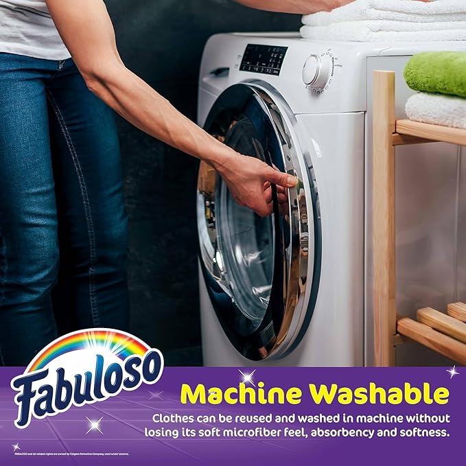 Fabuloso Microfiber Cleaning Cloths, Rainbow - Lint-Free, Scratch-Free Cleaning Cloths for Surfaces and Wood Furniture - Dustless Cloth for Bold and Bright Cleaning Experience, 8 Count - 2 Pack