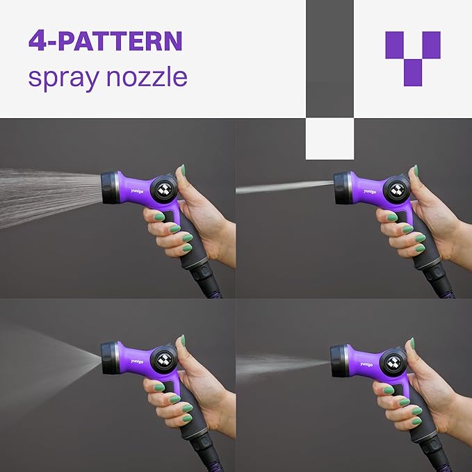 RELAX 50ft Expandable Purple Garden Hose – Lightweight No-Kink Design with Durable Aluminum Couplings, Spray Nozzle & Hose Mender for Home & Garden Watering