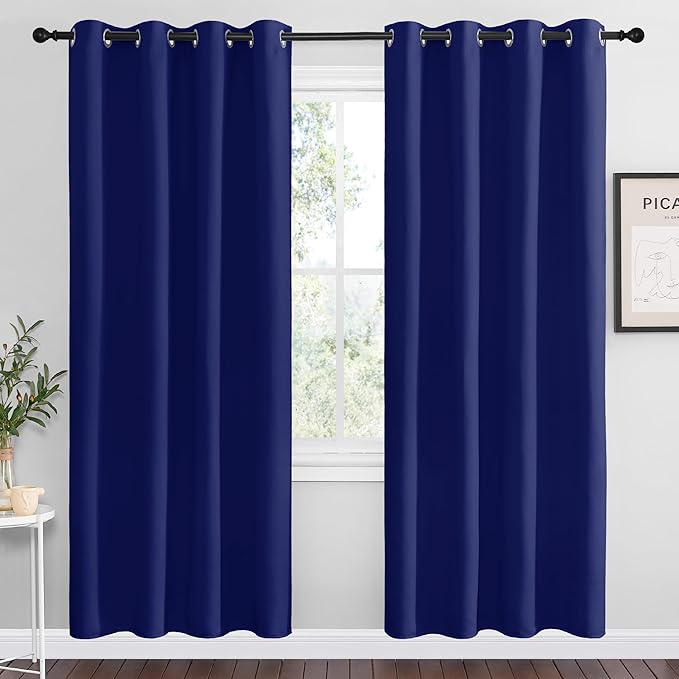 NICETOWN Navy Blue Blackout Curtains 78 inches Length
