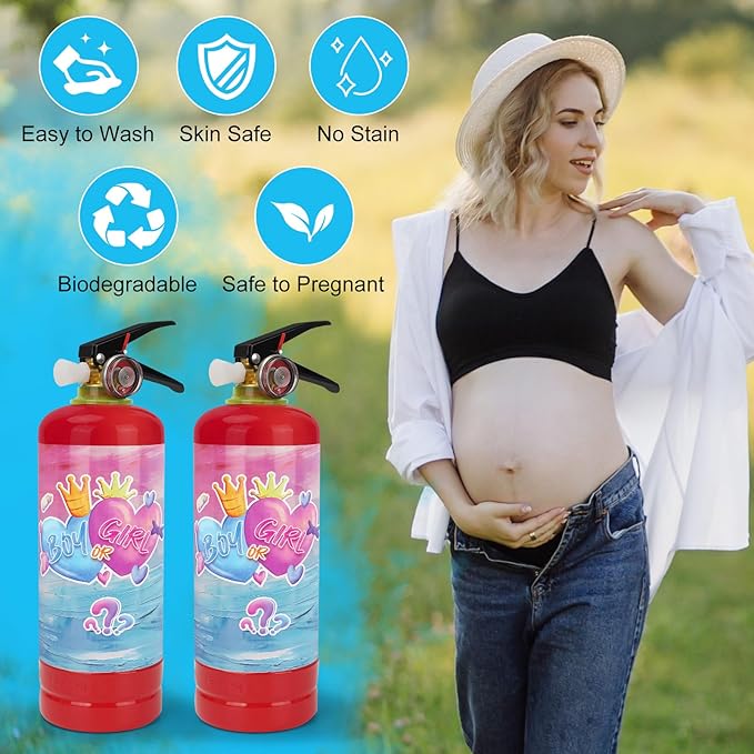 Gender Reveal Fire Extinguisher, 2 Pack Gender Reveal Ideas Gender Reveal Party Decorations Baby Girl Boy Reveal Party Ideas Gender Reveal Decor (Blue, Extra Large)