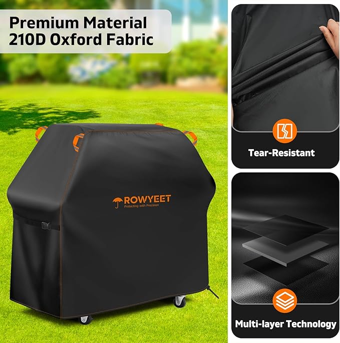 Grill Cover for Outdoor Grill, Universal Fit Oxford Waterproof BBQ Cover for Outside, Anti-UV Barbecue Gas Cover with Adjustable Hem for Weber, Nexgrill, Expert Grill and More (59" - 67")