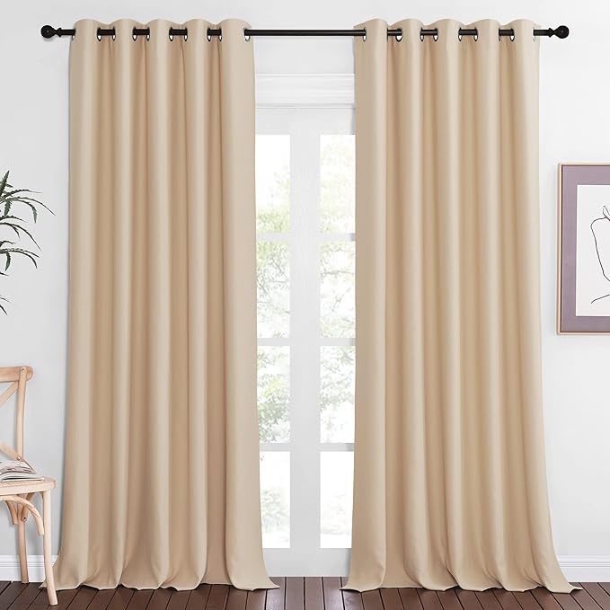 NICETOWN Blackout Living Room Curtain 118 inch Length, Grommet Thermal Curtain