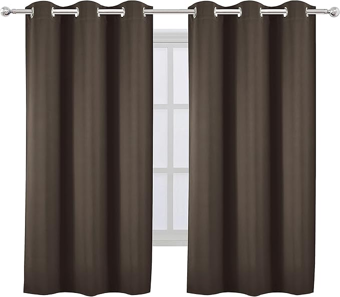 LEMOMO Chocolate Brown Blackout Curtains 40 x 63 Inch Length/Set of 2 Curtain